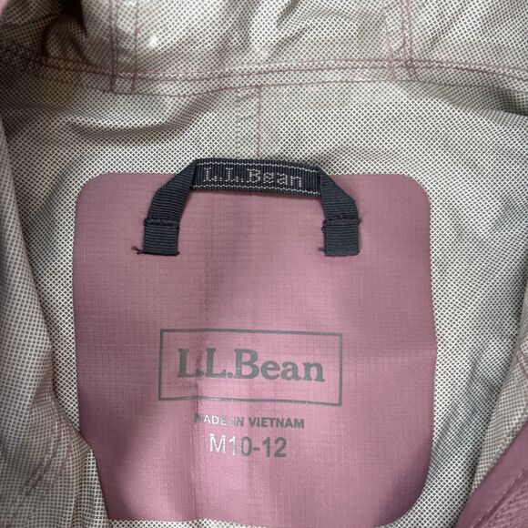 LL Bean Trail Model Rain Jacket Girls Medium 8-10 Tek Mauve Waterproof Hooded - Picture 2 of 5